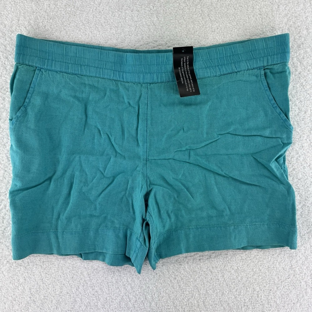 Denim & Co Naturals Linen Blend Shorts w Pockets MP Medium Petite Green
